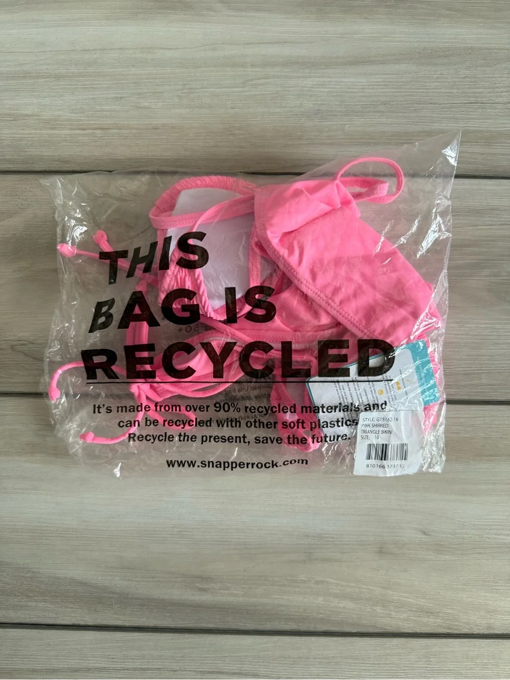 Snapper Rock Shirred Triangle Bikini Pink Size 16 NWT IN PACKAGE